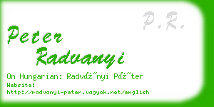 peter radvanyi business card